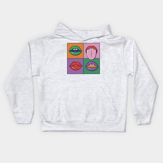 Pop Art Mouths Painting Kids Hoodie by ExelanArt